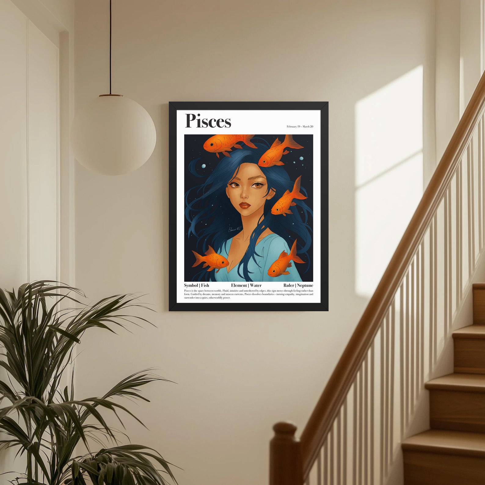Framed Astrology Art Print | Manga Zodiac Horoscope Poster | Capricorn, Gemini, Pisces, Virgo