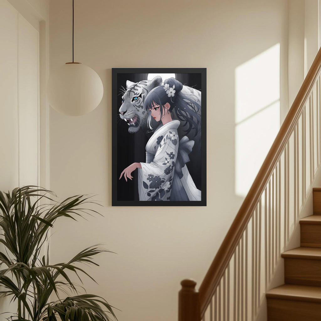 Framed Year of the Tiger Anime Print | Manga Zodiac Astrology Wall Art