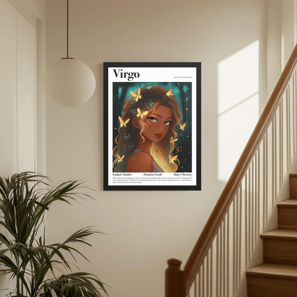 Framed Astrology Art Print | Manga Zodiac Horoscope Poster | Capricorn, Gemini, Pisces, Virgo