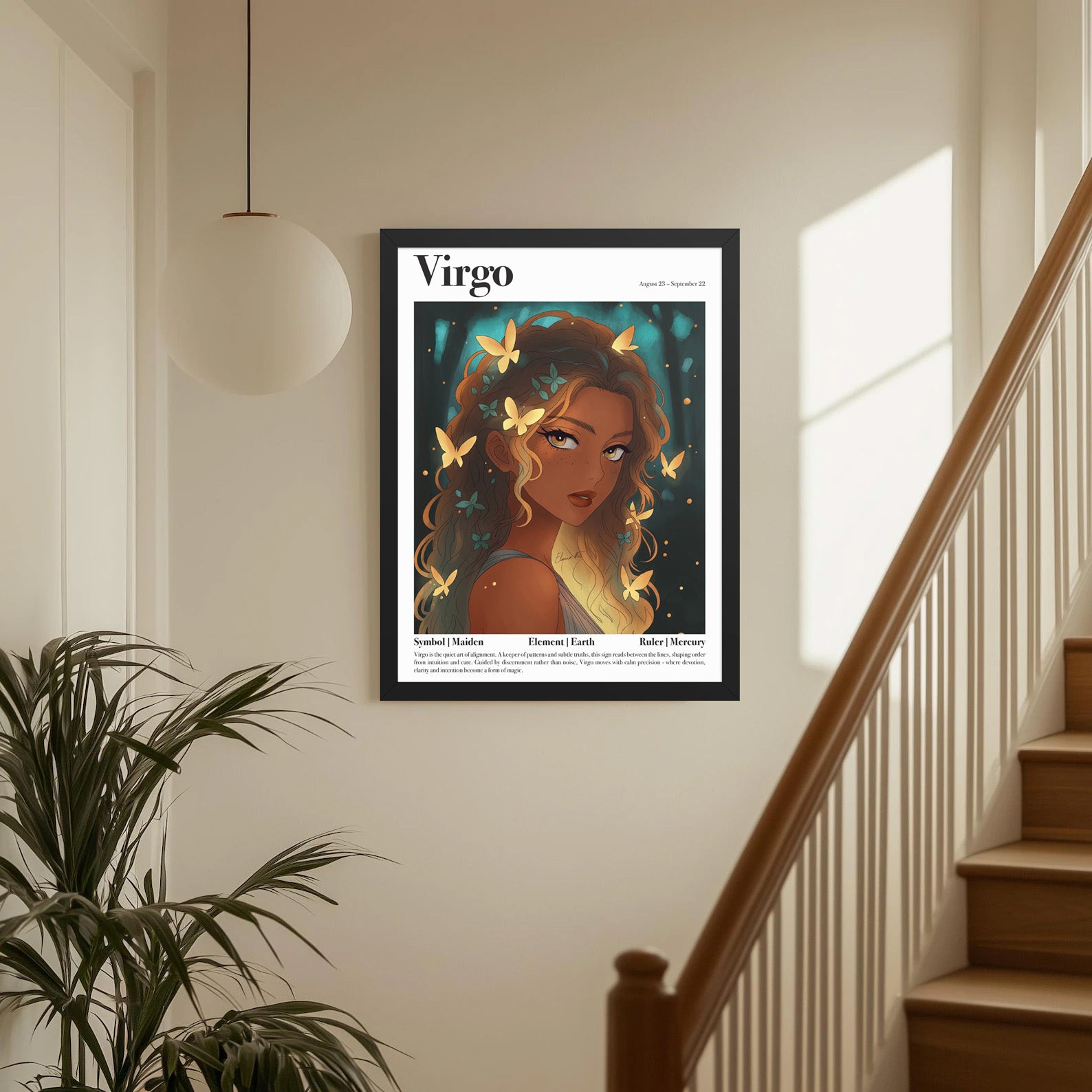 Framed Astrology Art Print | Manga Zodiac Horoscope Poster | Pisces, Virgo, Year of the Tiger