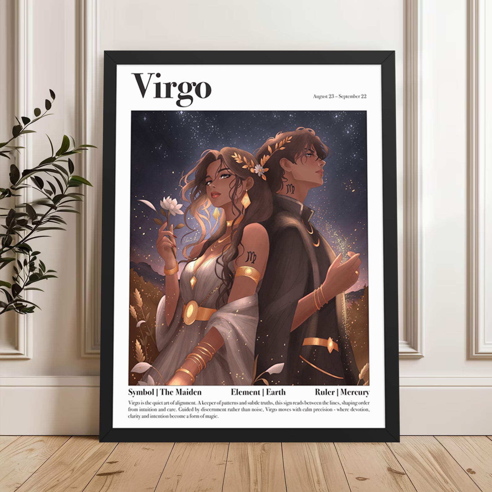 Framed Astrology Art Print | Manga Zodiac Horoscope Poster | Capricorn, Gemini, Pisces, Virgo