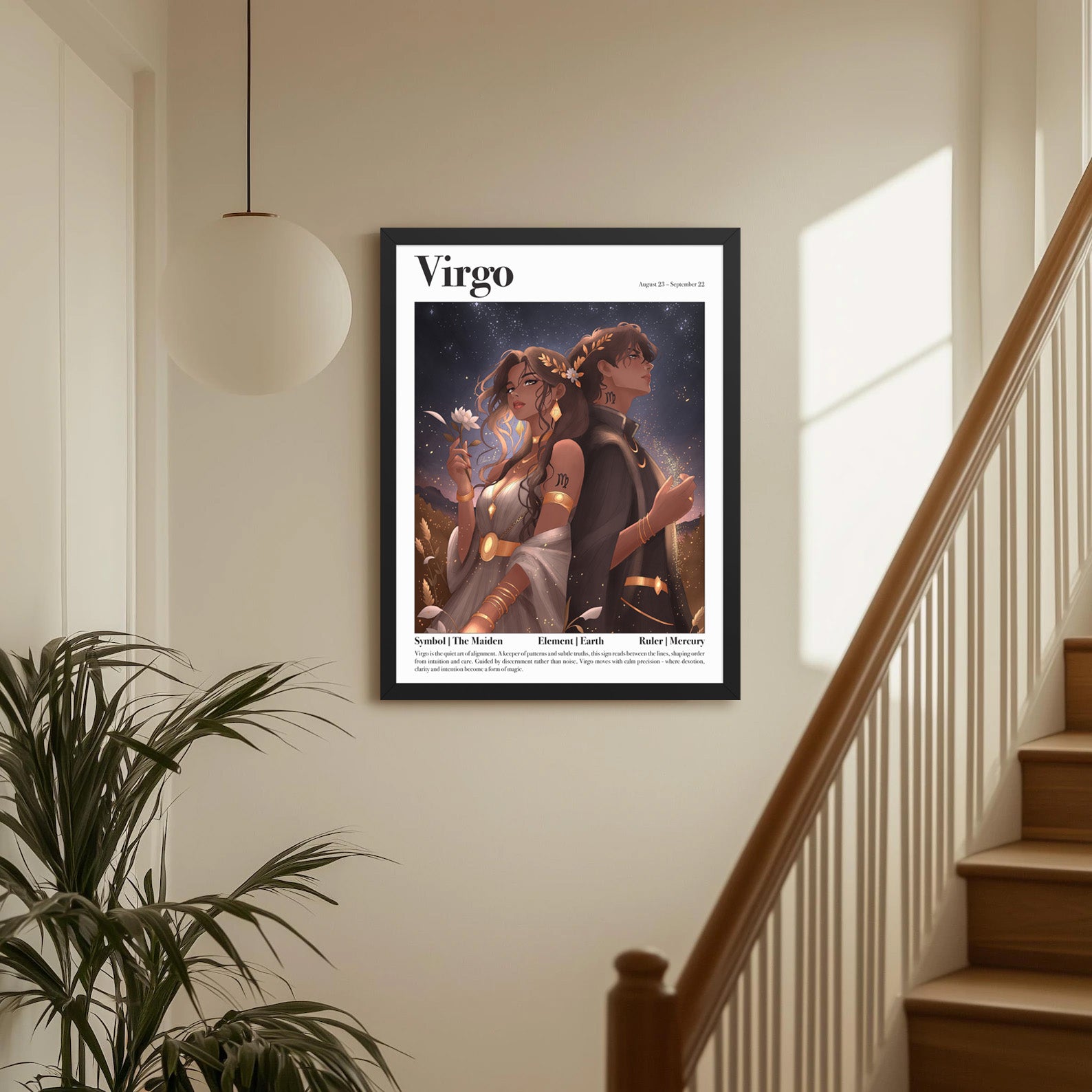 Framed Astrology Art Print | Manga Zodiac Horoscope Poster | Capricorn, Gemini, Pisces, Virgo