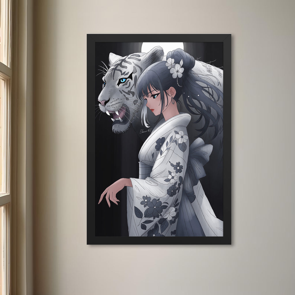 Framed Year of the Tiger Anime Print | Manga Zodiac Astrology Wall Art