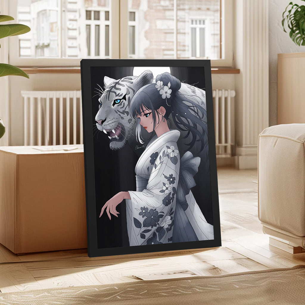 Framed Year of the Tiger Anime Print | Manga Zodiac Astrology Wall Art