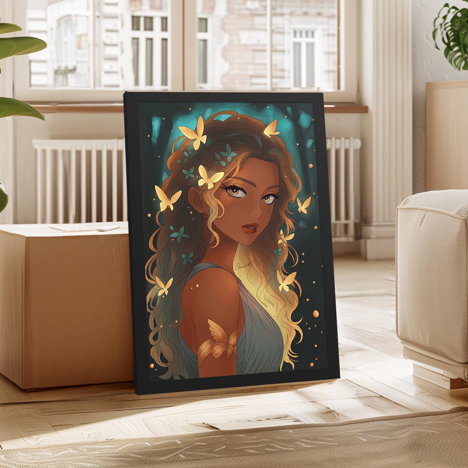 Framed Virgo Anime Print | Manga Zodiac Astrology Wall Art