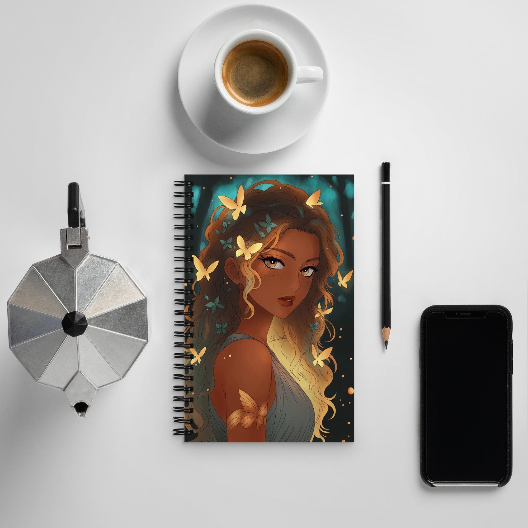 Manga Art Journal | Hand Illustrated Spiral Notebook | Virgo Zodiac Art