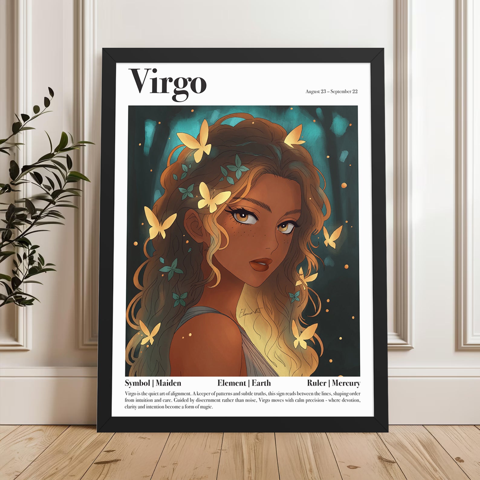 Framed Astrology Art Print | Manga Zodiac Horoscope Poster | Pisces, Virgo, Year of the Tiger