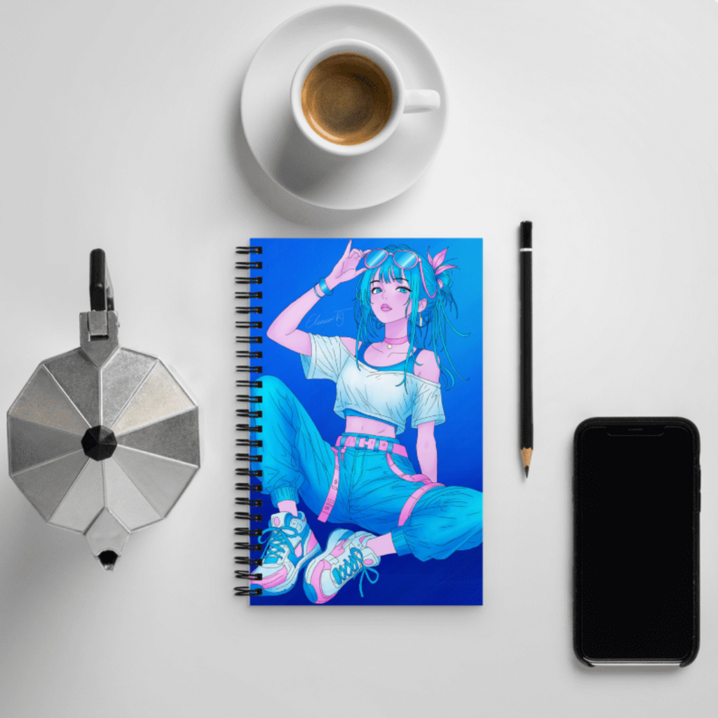 Manga Character Journal | Hand Illustrated Spiral Notebook | Anime Character Art