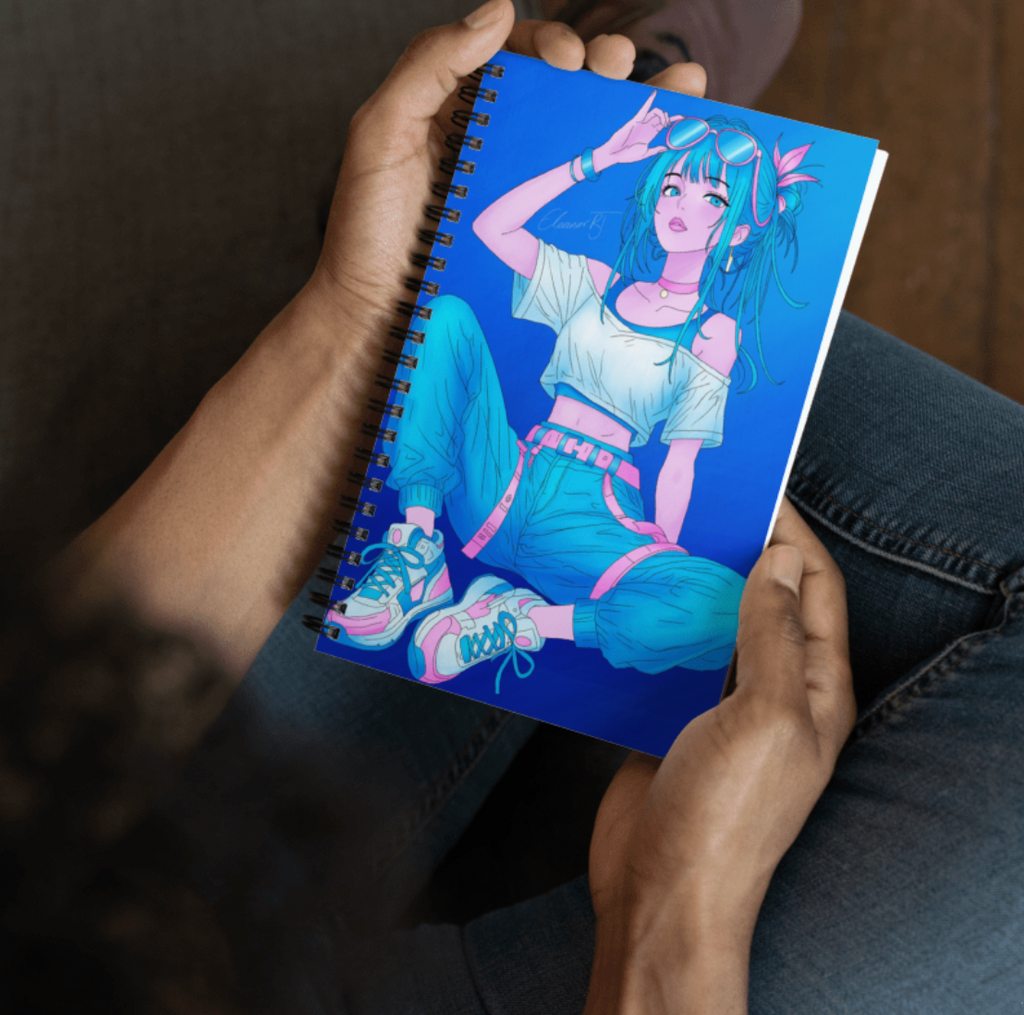 Manga Character Journal | Hand Illustrated Spiral Notebook | Anime Character Art