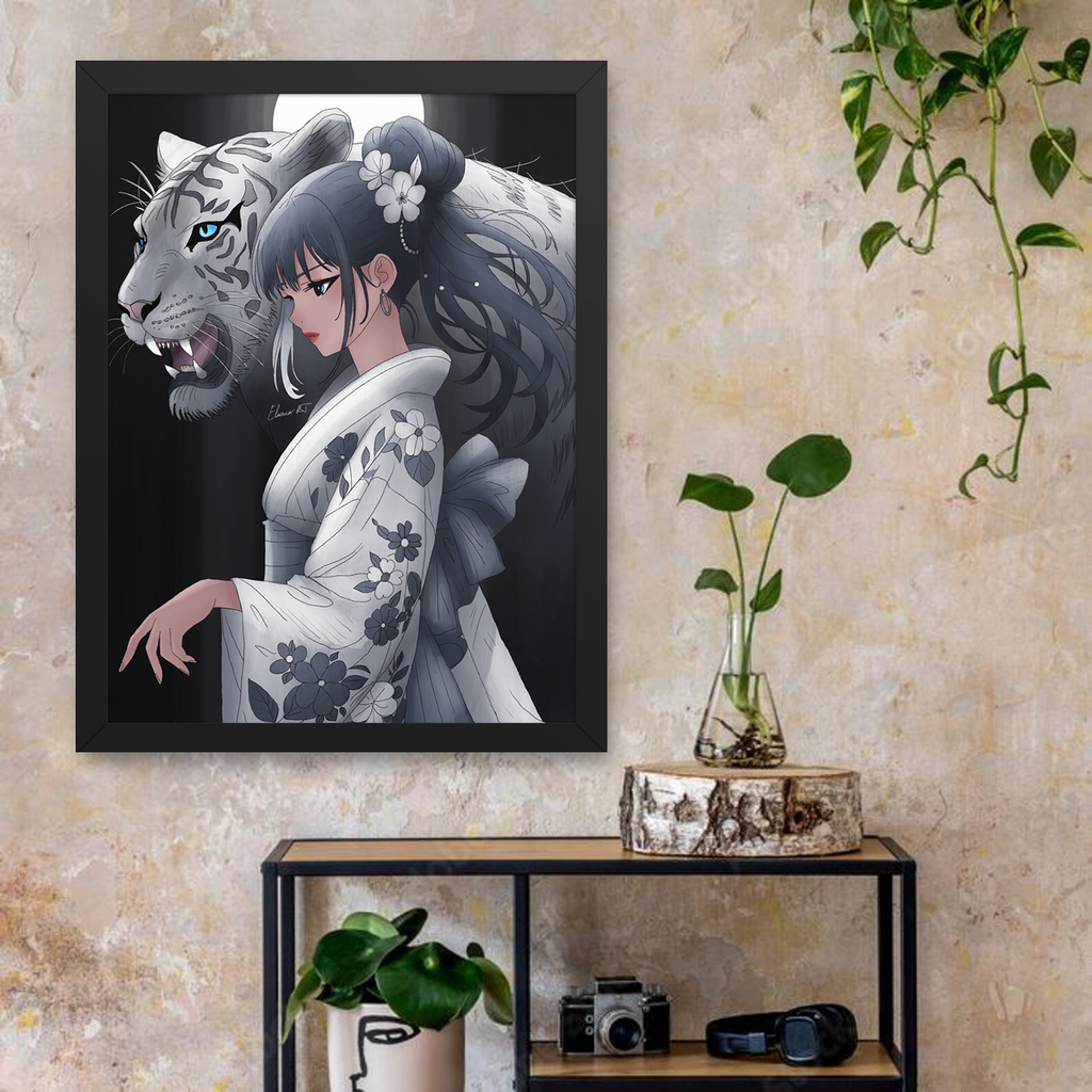 Framed Year of the Tiger Anime Print | Manga Zodiac Astrology Wall Art