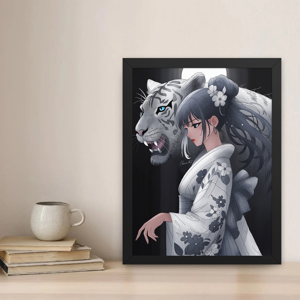Framed Year of the Tiger Anime Print | Manga Zodiac Astrology Wall Art