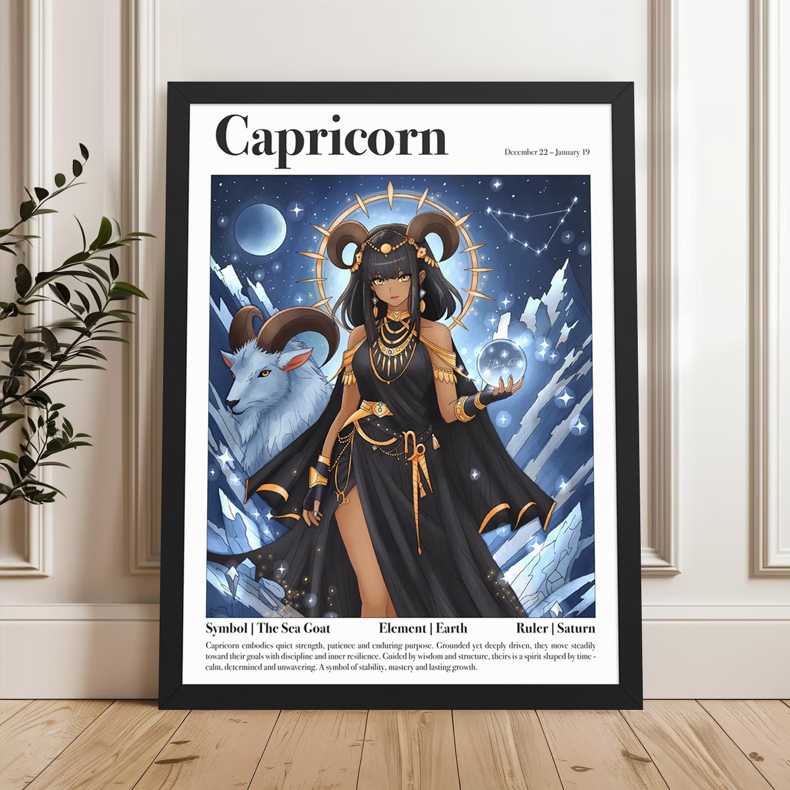 Framed Astrology Art Print | Manga Zodiac Horoscope Poster | Capricorn, Gemini, Pisces, Virgo