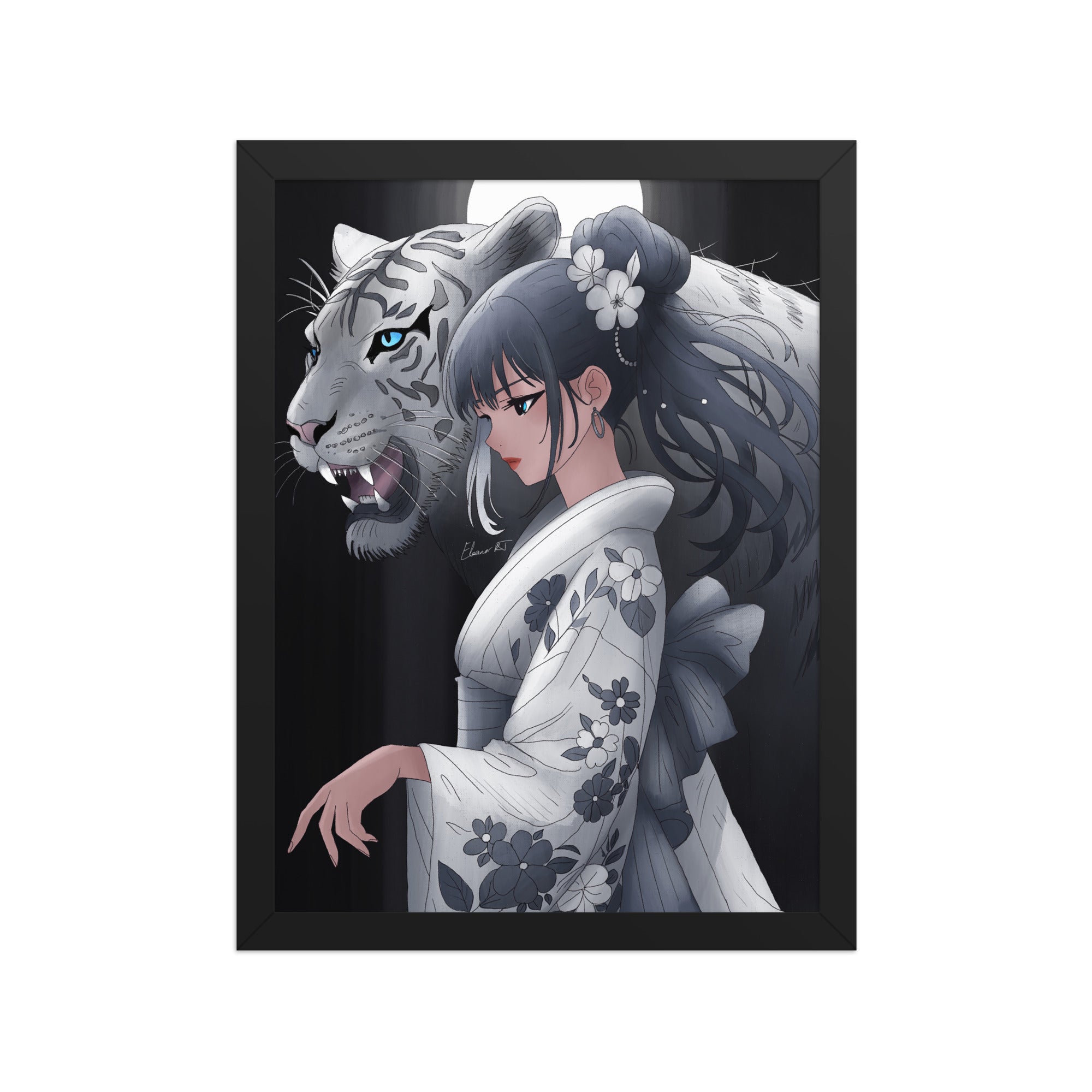 Framed Year of the Tiger Anime Print | Manga Zodiac Astrology Wall Art