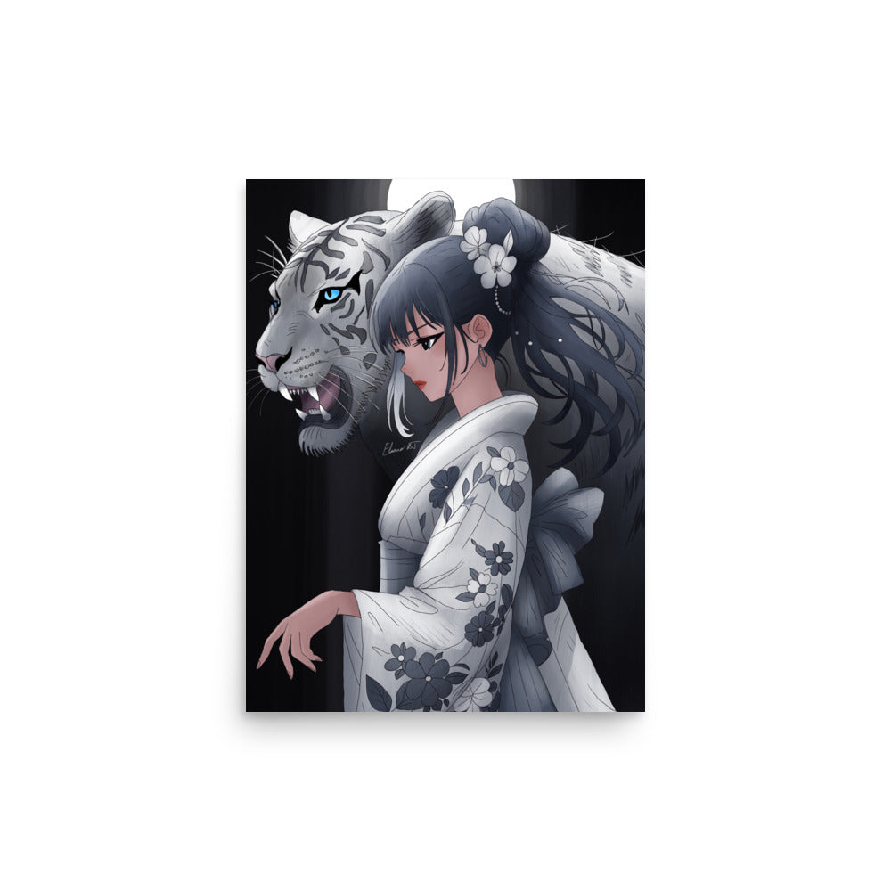 Framed Year of the Tiger Anime Print | Manga Zodiac Astrology Wall Art