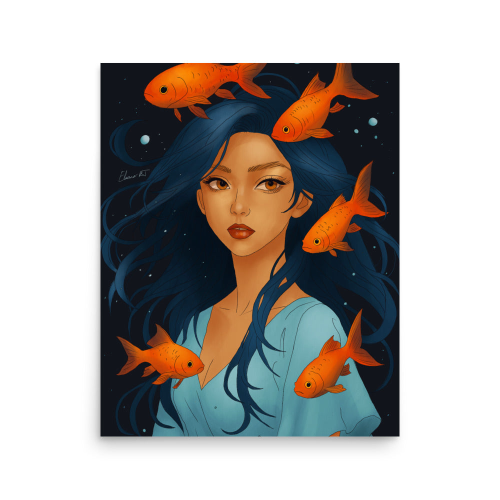 Framed Pisces Anime Print | Manga Zodiac Astrology Wall Art