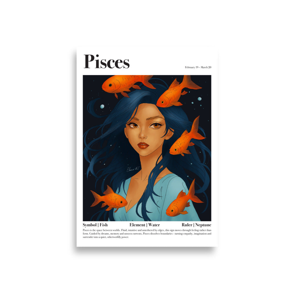 Framed Astrology Art Print | Manga Zodiac Horoscope Poster | Capricorn, Gemini, Pisces, Virgo