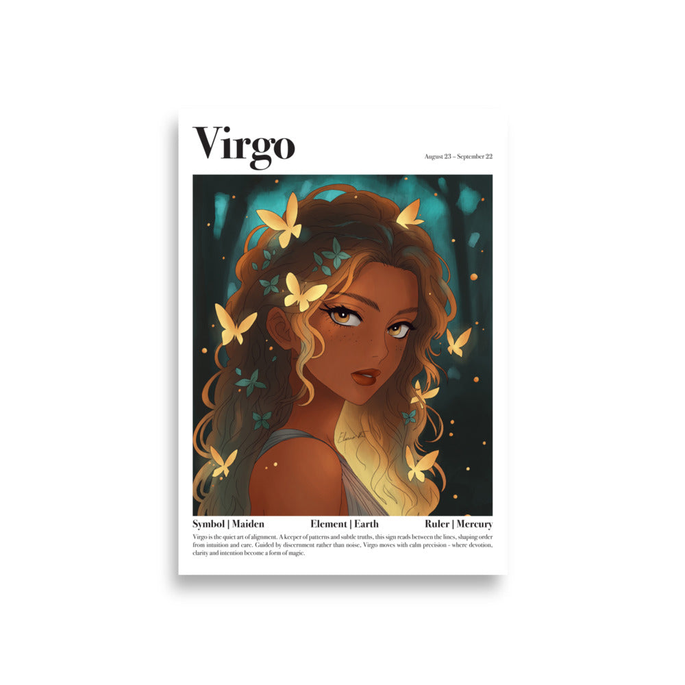Framed Astrology Art Print | Manga Zodiac Horoscope Poster | Capricorn, Gemini, Pisces, Virgo