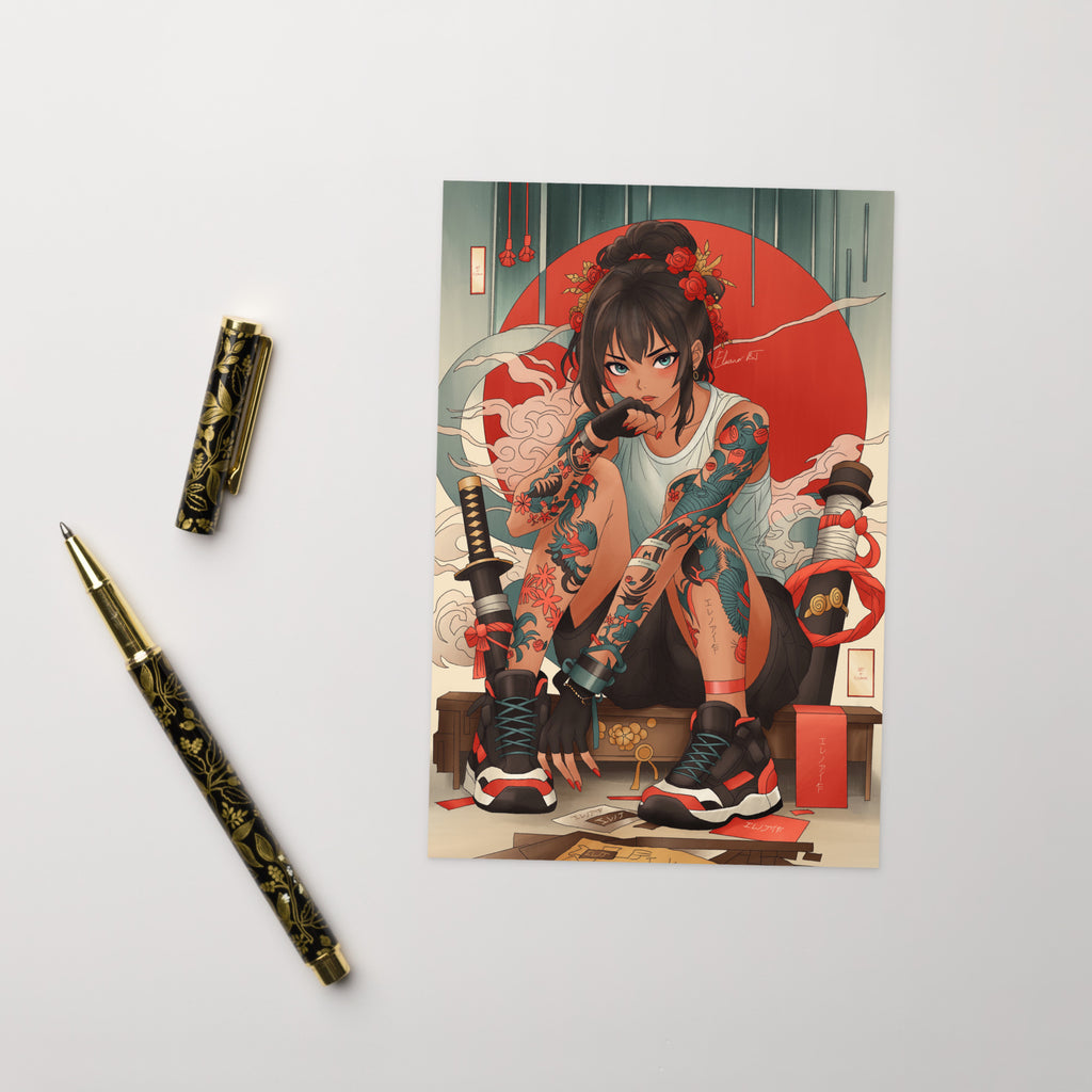 Illustrated Manga Greeting Cards | Anime Art Portraits | Blank Inside
