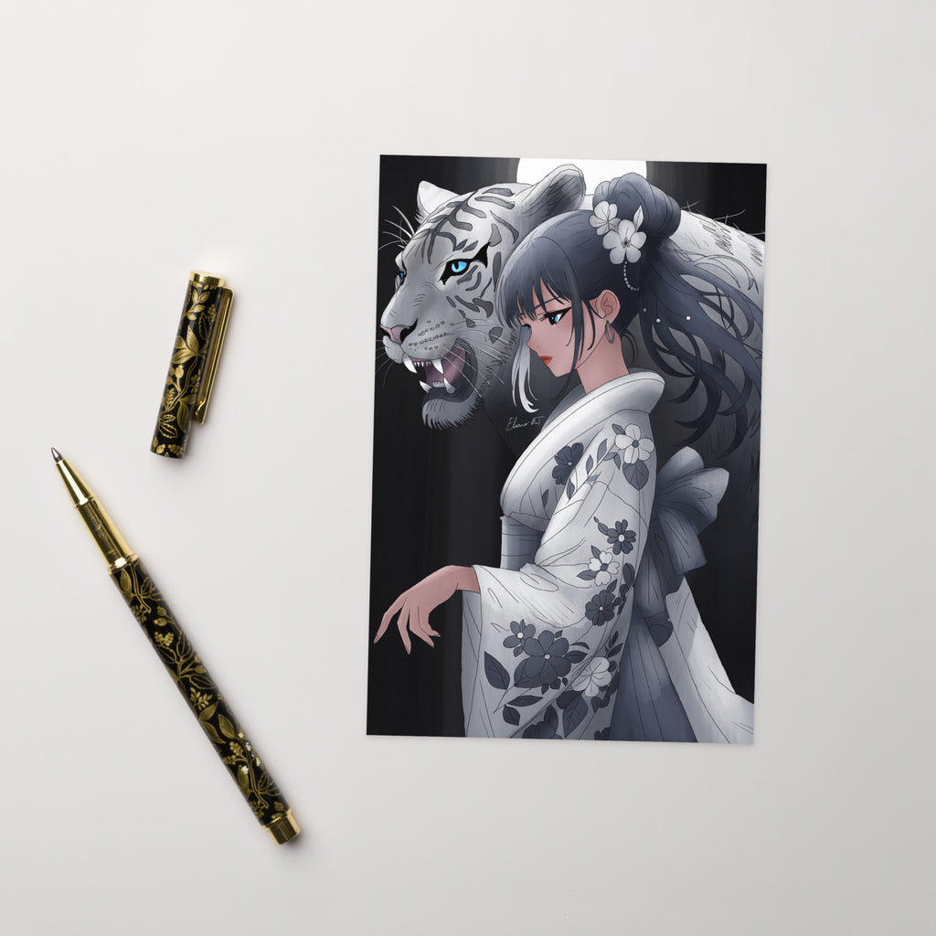 Illustrated Manga Greeting Cards | Anime Art Portraits | Blank Inside