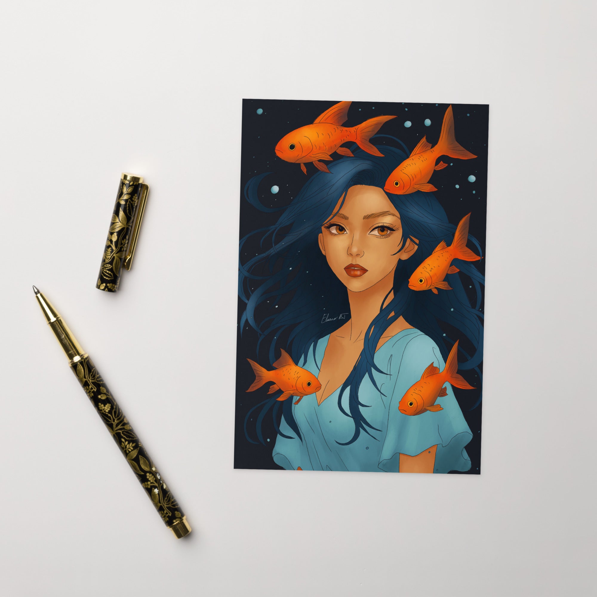 Illustrated Manga Greeting Cards | Anime Art Portraits | Blank Inside