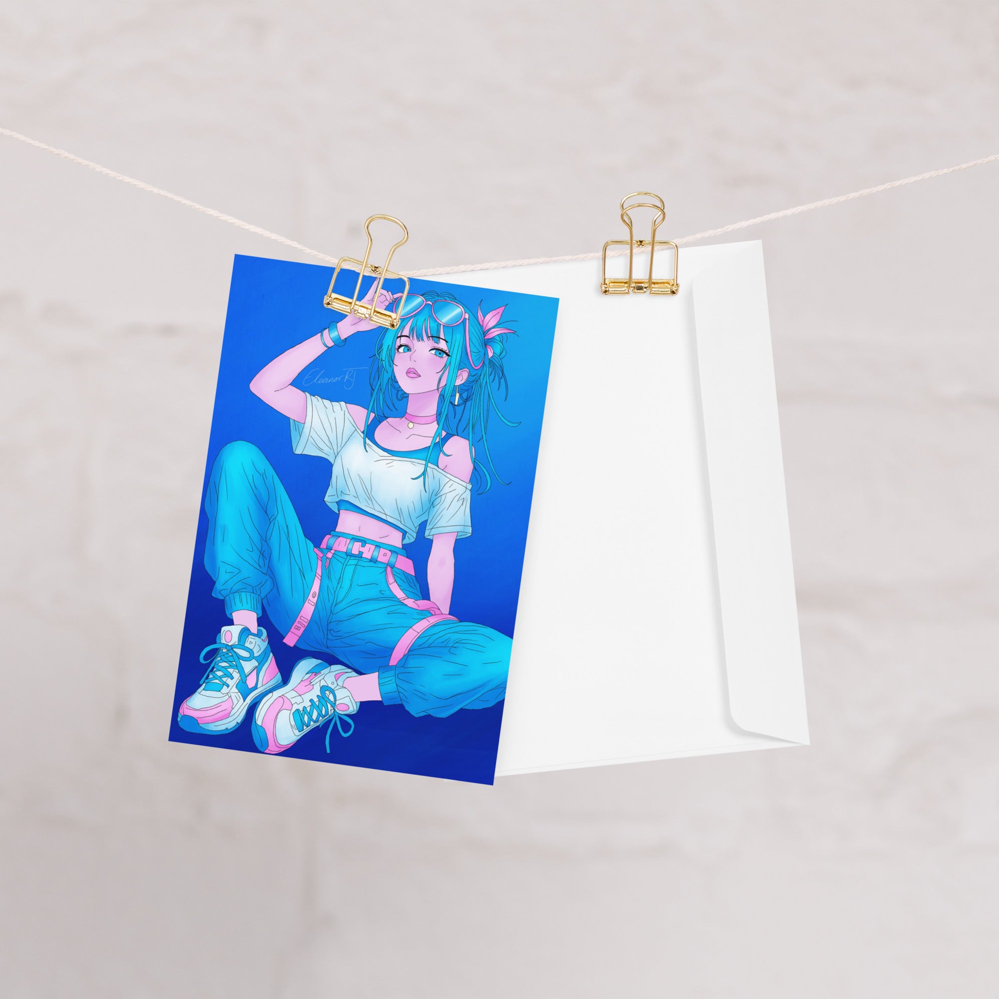 Illustrated Manga Greeting Cards | Anime Art Portraits | Blank Inside