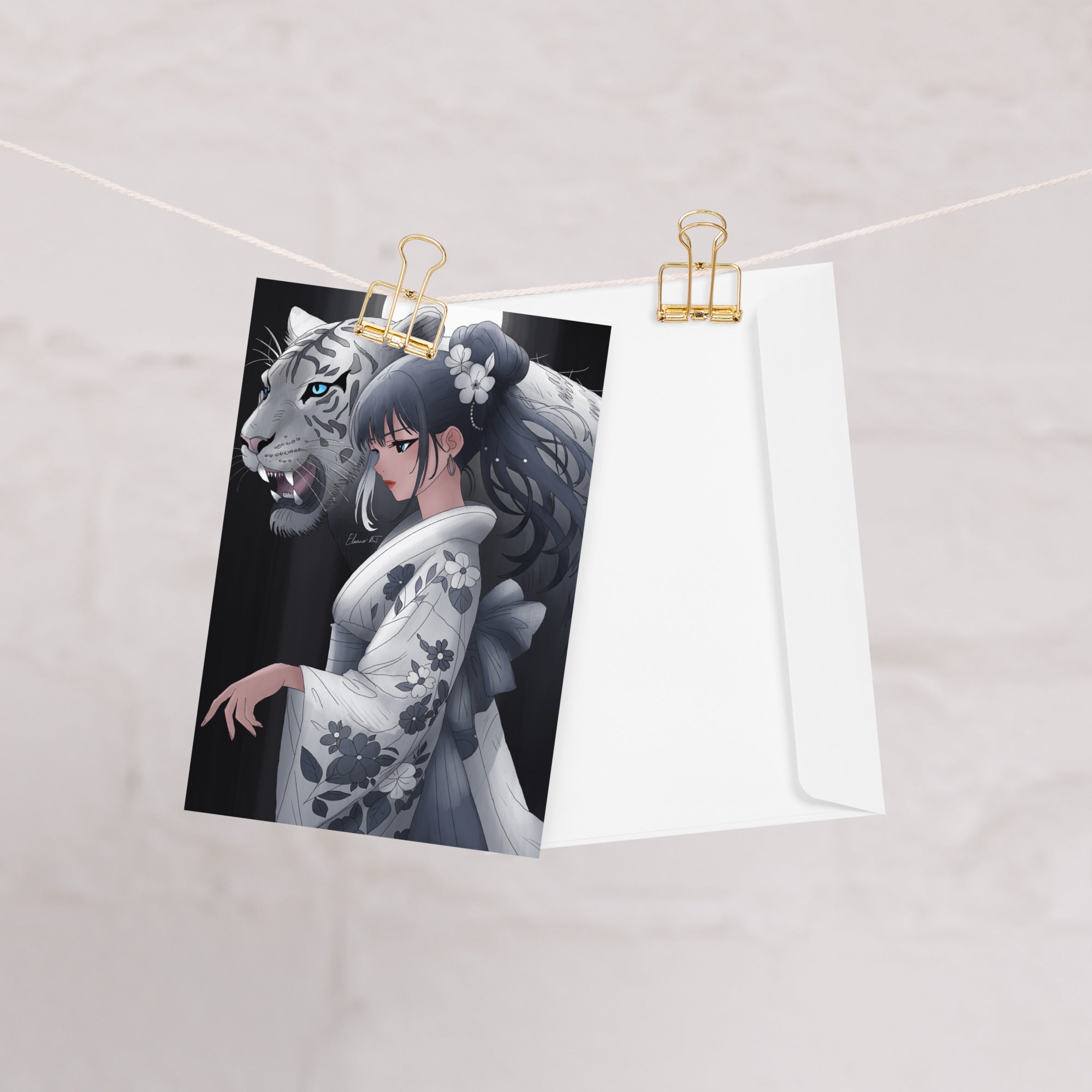 Illustrated Manga Greeting Cards | Anime Art Portraits | Blank Inside