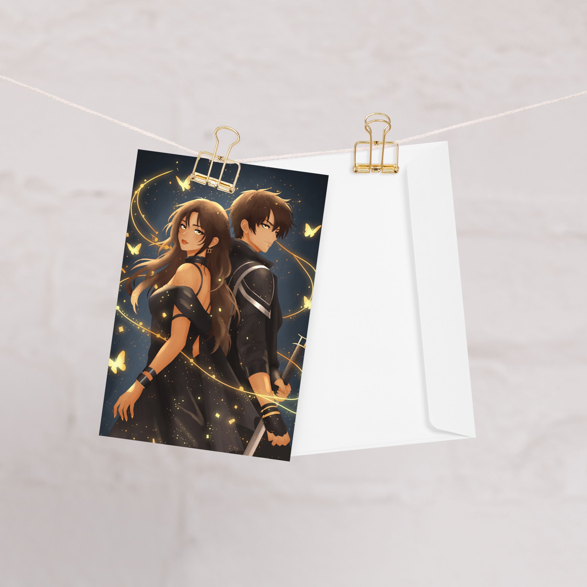 Illustrated Manga Greeting Cards | Anime Art Portraits | Blank Inside