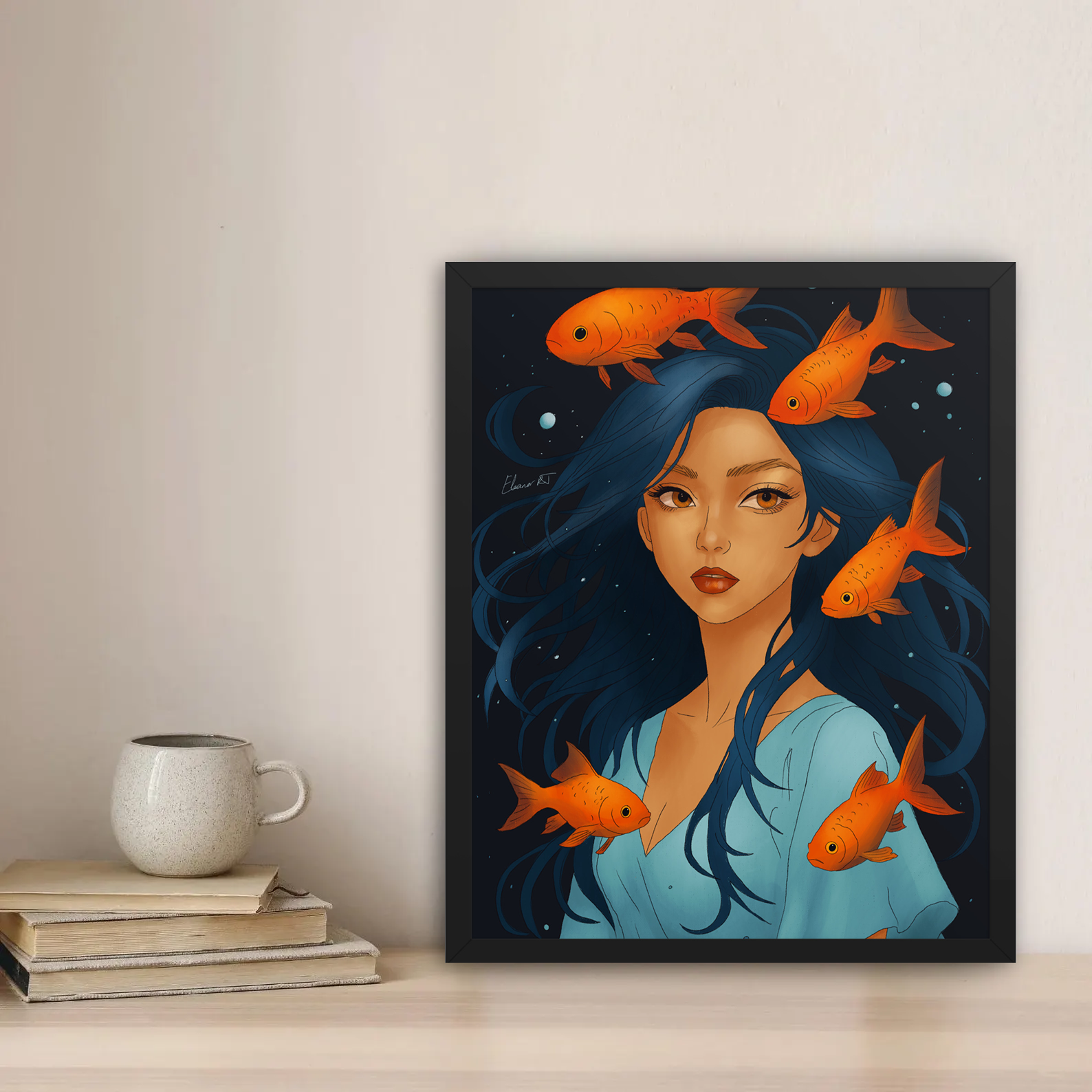 Framed Pisces Anime Print | Manga Zodiac Astrology Wall Art