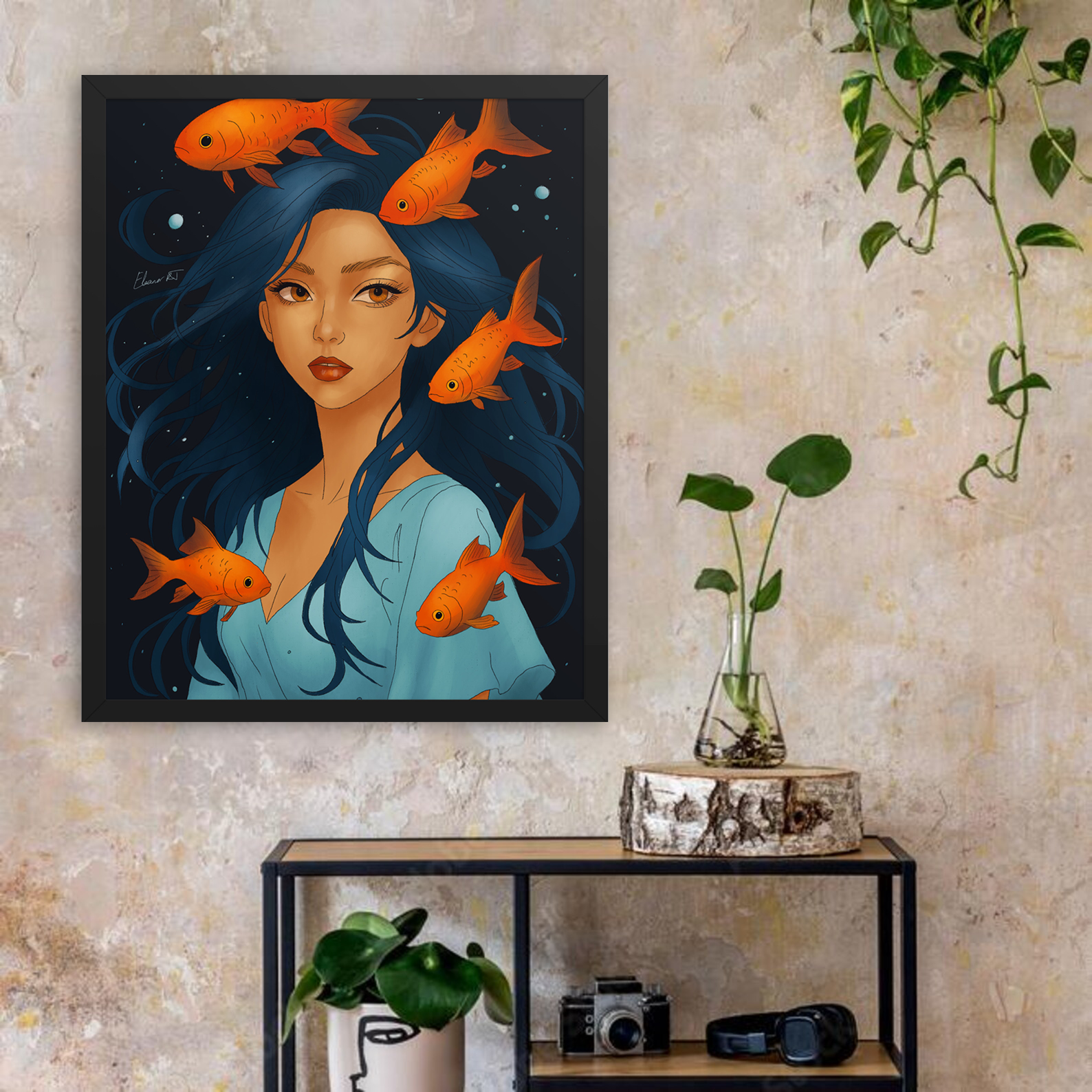 Framed Pisces Anime Print | Manga Zodiac Astrology Wall Art