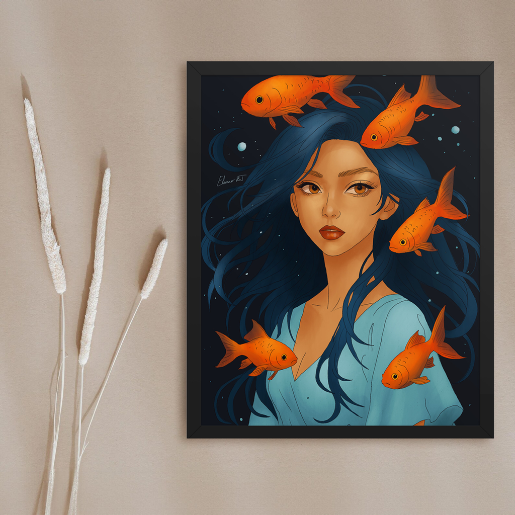 Framed Pisces Anime Print | Manga Zodiac Astrology Wall Art