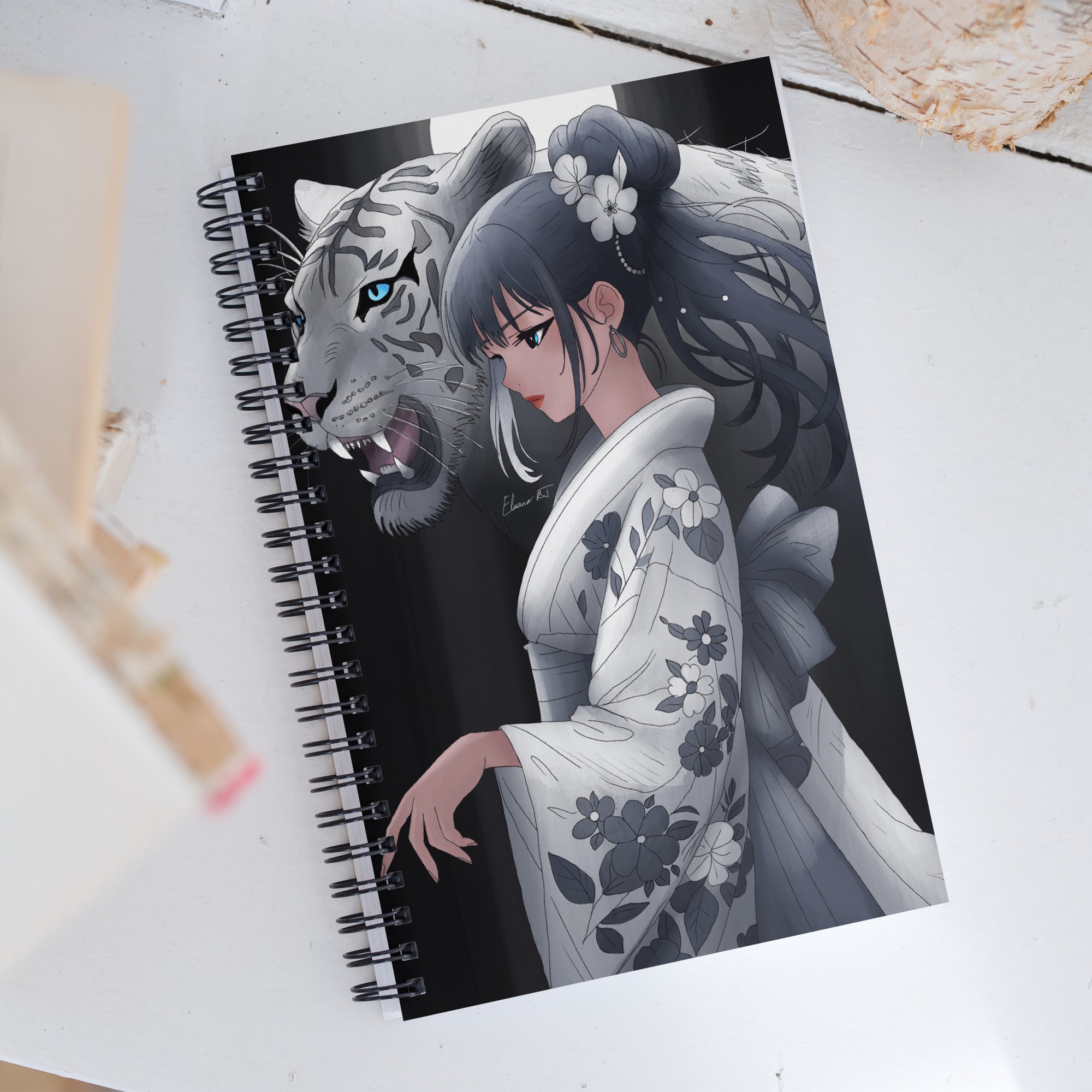 Lunar New Year Manga Notebook | Hand Illustrated Journal | Anime Character Art | Year of the Horse, Tiger