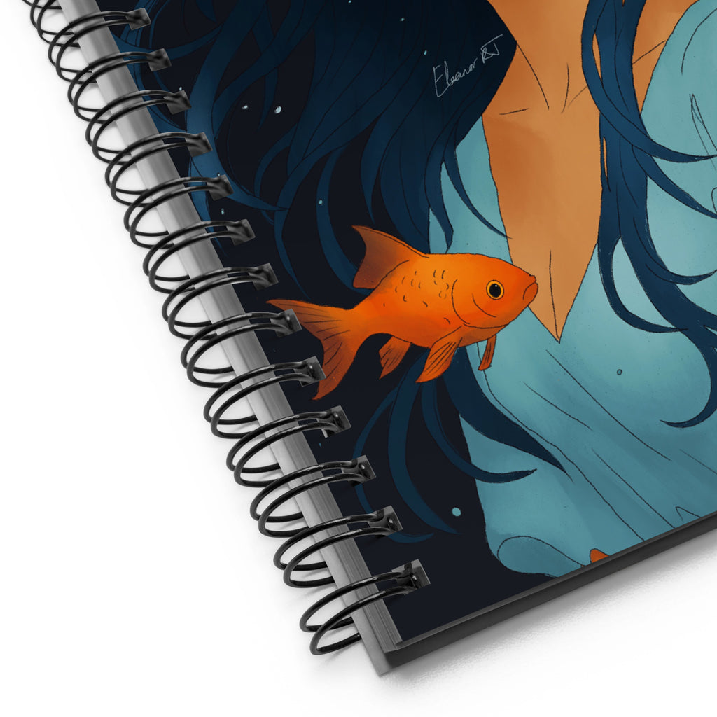 Manga Art Journal | Hand Illustrated Spiral Notebook | Pisces Zodiac Art