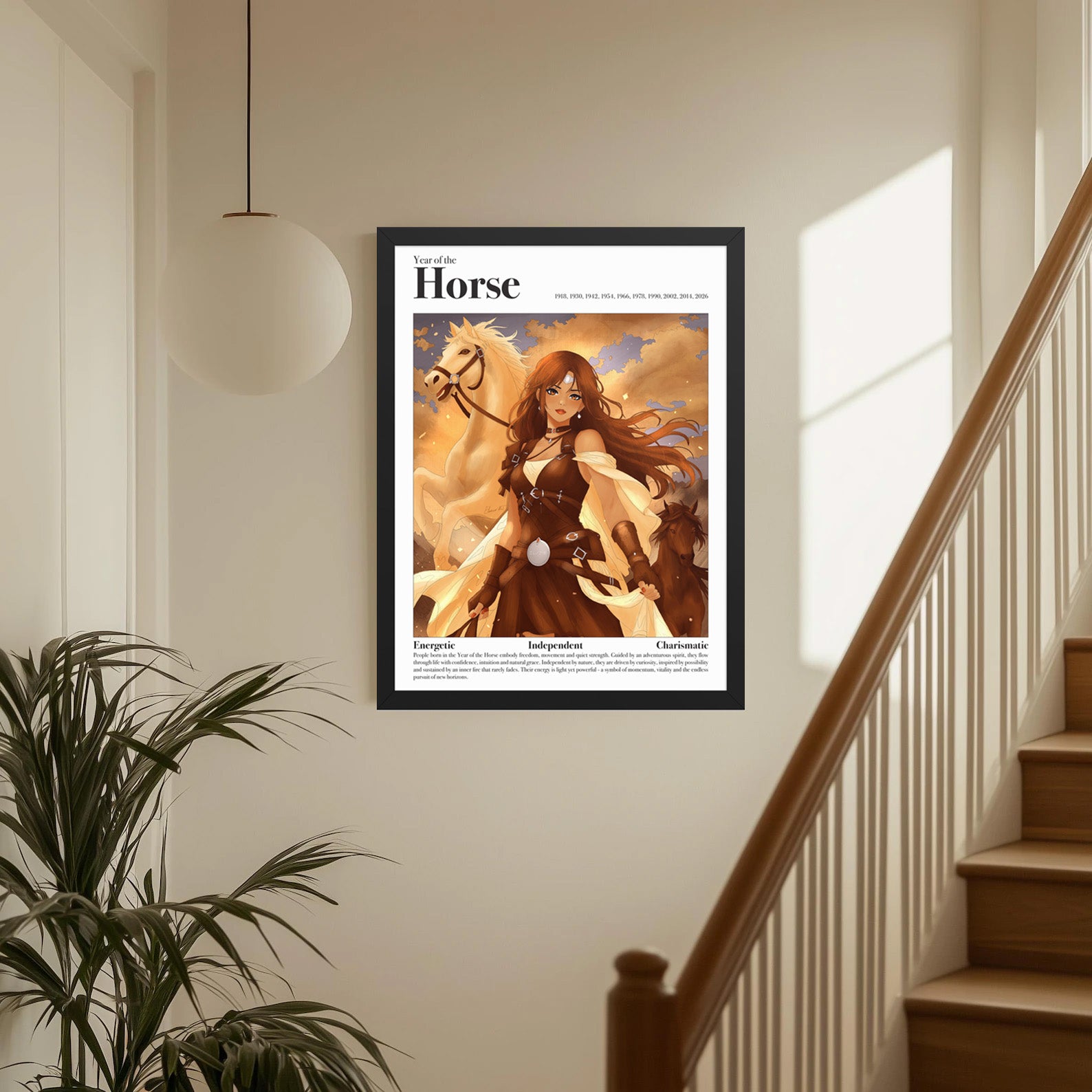 Framed Lunar New Year Art Print | Manga Zodiac Poster | Year of the Horse, Tiger